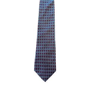 Stafford Neck Tie All Silk Made in the USA Red Blue Geometric Pattern Formal